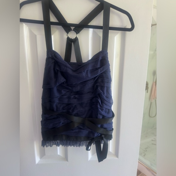 Anthropologie Navy Ruched Top - Picture 4 of 6